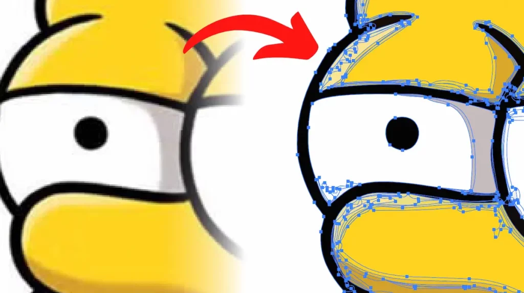Vectorisation automatique de l'illustration d'Homer Simpsons sur Illustrator