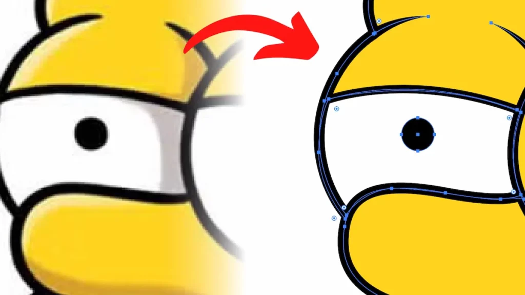 Vectorisation manuelle de l'illustration d'Homer Simpsons sur Illustrator