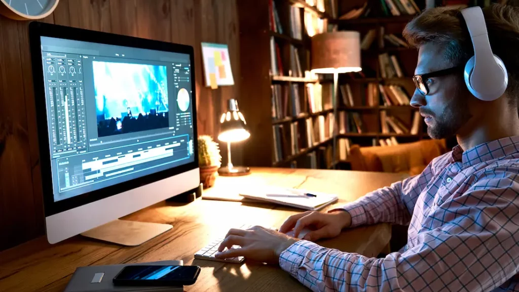Freelance entrain de travailler à son bureau sur un projet.