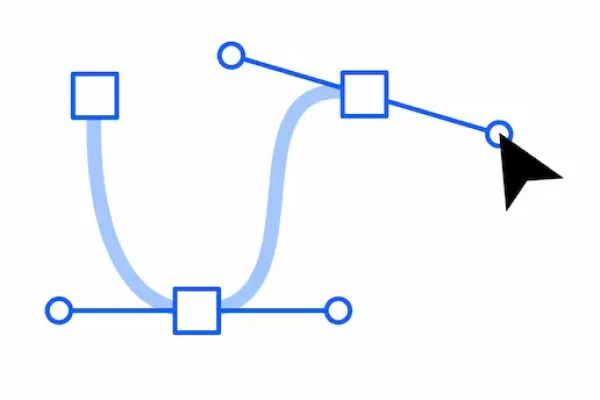 Outil plume d'Illustrator avec point courbe