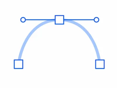 Courbe large tracée à l'outil plume
